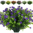 thumbnail image 1 of RECUTMS Artificial Flowers Outdoor 8 Bundles Faux Plastic Corn-Flower Eucalyptus Greenery Shrubs for Home Garden Decoration (Purple), 1 of 7
