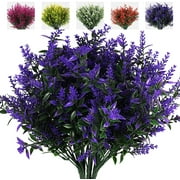 RECUTMS 8 Bundles Purple Artificial Flowers Plants Lavender Flower Indoor Outside Hanging Decorations