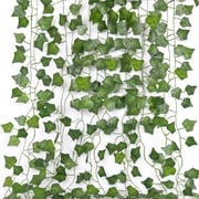 RECUTMS 84 ft 12 Pack Artificial Ivy Fake Greenery Leaf Garland Plants Vine Foliage for Wedding Party Garden