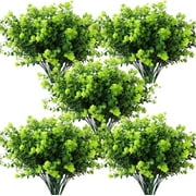 RECUTMS 8PC Artificial Outdoor Flowers Spring Greenery Outdoor Plants Artificial UV Resistant for Porch&Garden(Light Green)