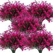 RECUTMS Artificial Flowers Fake Outdoor UV Resistant Boxwood Plants Shrubs Faux Plastic Greenery for Hanging Planter Home Office Wedding Farmhouse Indoor Decor 8Pcs(Fuchsia)
