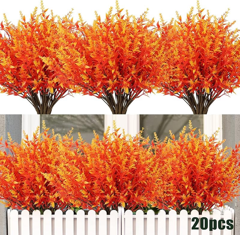 RECUTMS Artificial Greenery Lavender Fake Shrubs Flowers 8 Bundles UV ...