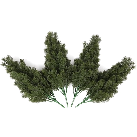 RECUTMS 4 Pack 17.7inch Artificial Pine Branches Green Plants Pine Needles for Christmas Tree and Home Indoor/Outside Garden Decor (Green)