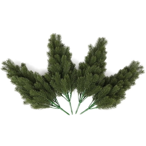 RECUTMS 4 Pack 17.7inch Artificial Pine Branches Green Plants Pine Needles for Christmas Tree and Home Indoor/Outside Garden Decor (Green)