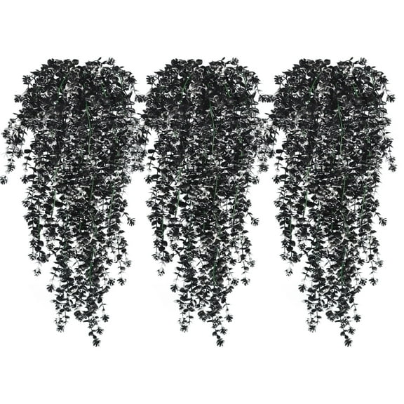RECUTMS Artificial Hanging Plants Fake UV Resistant Plastic Plants for Indoor Outdoor Room Wall Patio Porch Decor(Black White)