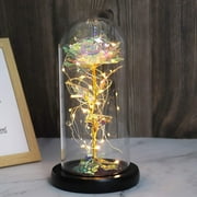 RECUTMS Colorful Artificial Rose Flowers Glass Rose Silk with Led Light Mother Gift