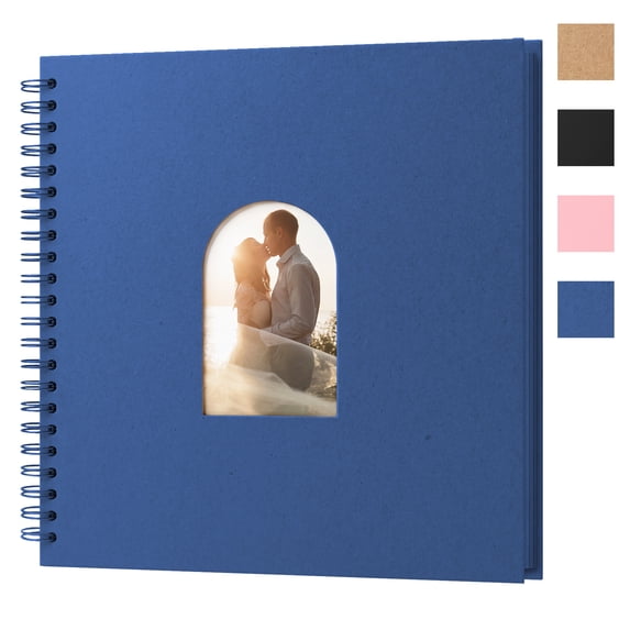 RECUTMS DIY Scrapbook Album 8x8 Inch Hardcover Kraft Paper Photo Albums with 60 Blank Pages Ideal for Travel, Birthday & Holiday Gifts (Blue)