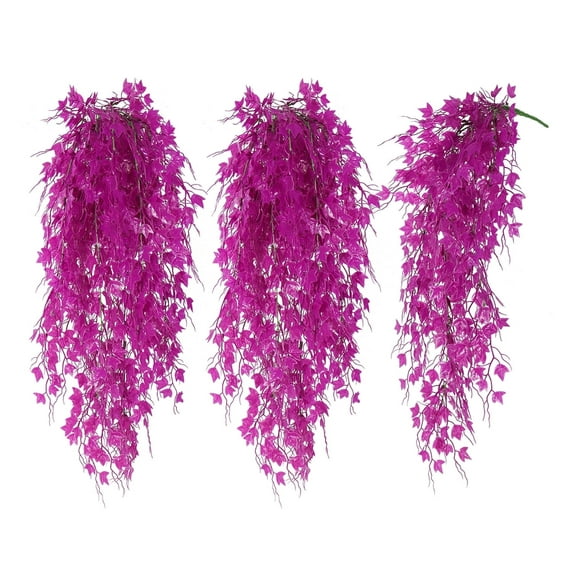 RECUTMS Fake Hanging Plant Ivy Vine Artificial Ivy Leaves Artificial Hanging Plant Faux Plant Outdoor Vines Decor for Home Room Yard Wall Garden Decoration(Pure Fuchsia)