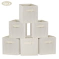 thumbnail image 1 of RECUTMS Foldable Storage Cubes with Handles - 6Fabric Baskets for Organizing Pantry, Closet, Shelf, Playroom, Toy Box (Cream Color), 1 of 6