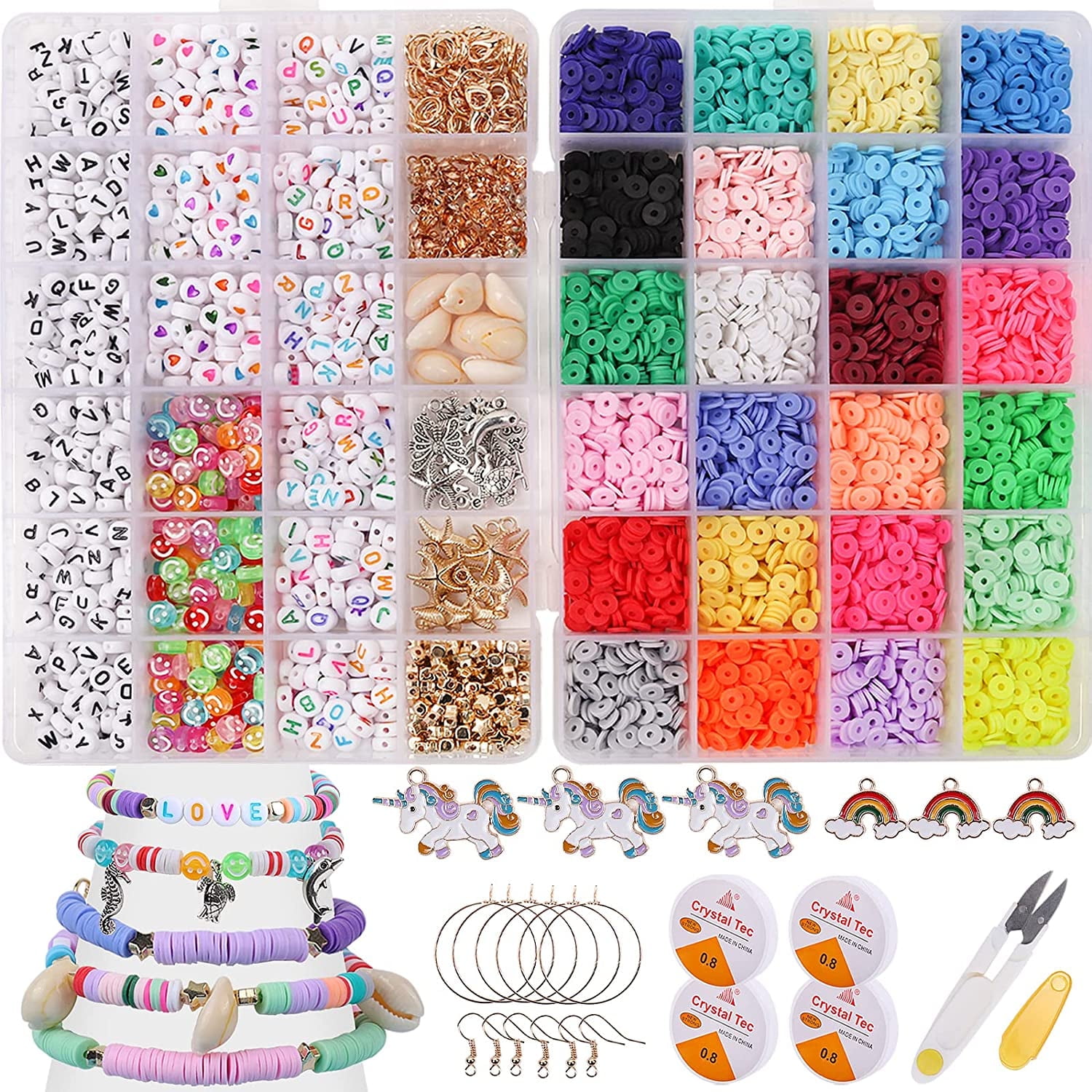 RECUTMS Jewelry Making Kit 2 Packs,6000 Pcs DIY Clay Bead Bracelets 24 Colors for Gift