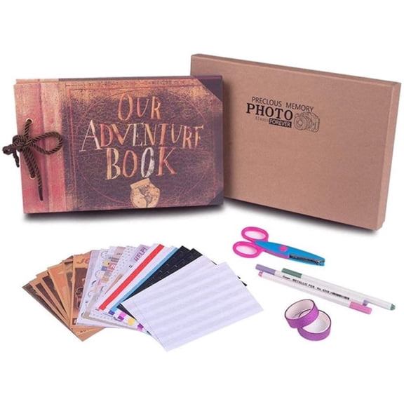 RECUTMS Our Adventure Book Scrapbook 80 Pages Gift Box  ,Retro Brown photo album Hold 160 4X6 Photos