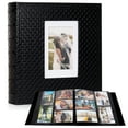 thumbnail image 1 of RECUTMS Photo Album 4x6 600 Photos Black Inner Page Button Grain Leather Big Capacity Pockets Pictures Album Birthday Christmas Wedding Anniversary (Black), 1 of 7