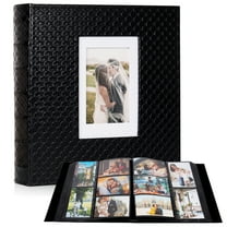 RECUTMS Photo Album 4x6 600 Photos Black Inner Page Button Grain Leather Big Capacity Pockets Pictures Album Birthday Christmas Wedding Anniversary (Black)