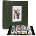 thumbnail image 1 of RECUTMS Photo Album 4x6 600 Photos Black Inner Page Button Grain Leather Big Capacity Pockets Pictures Album Birthday Christmas Wedding Anniversary (Dark Green), 1 of 6
