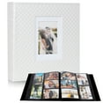 thumbnail image 1 of RECUTMS Photo Album 4x6 600 Photos Black Inner Page Button Grain Leather Big Capacity Pockets Pictures Album Birthday Christmas Wedding Anniversary (White), 1 of 7