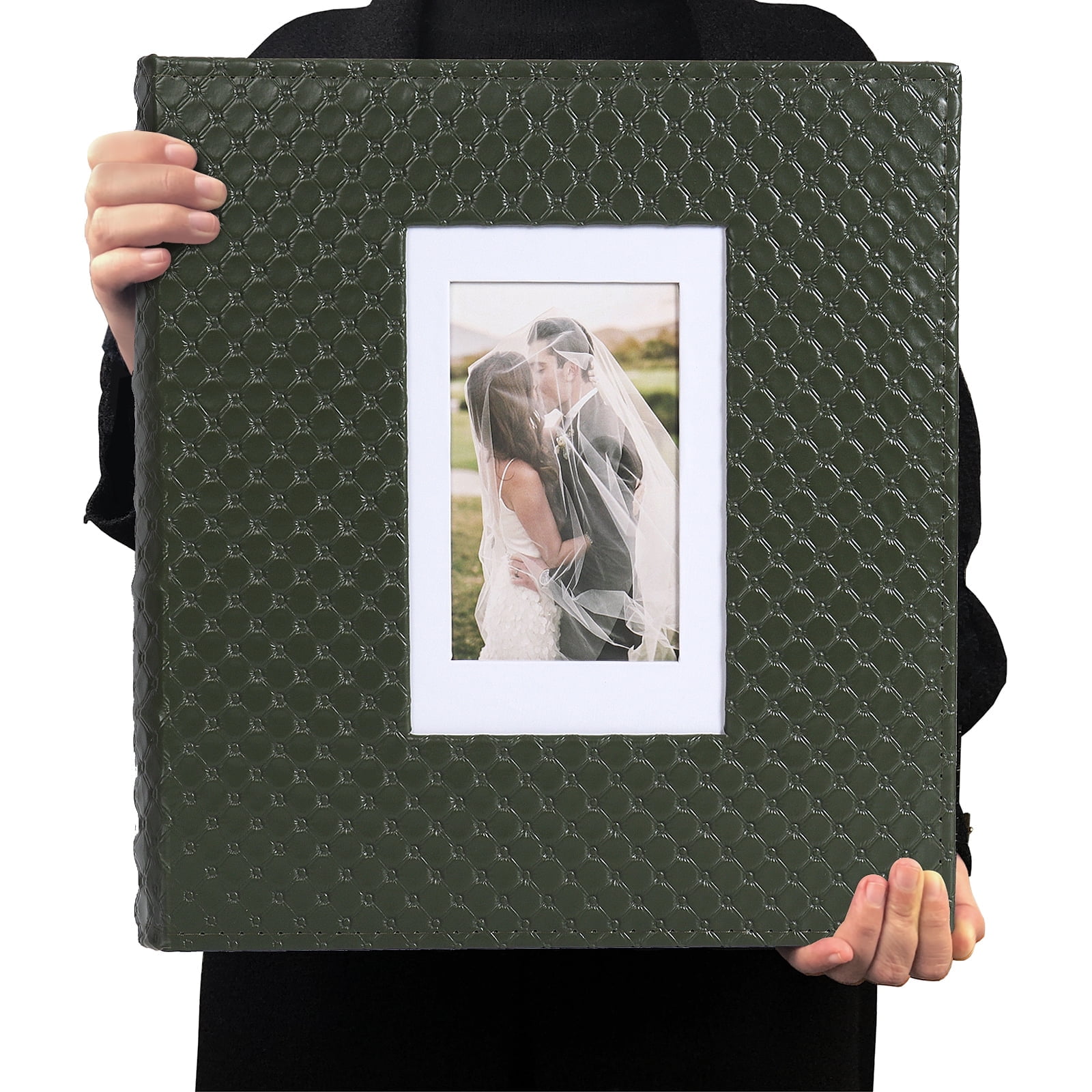 RECUTMS Photo Album 4x6 600 Photos Black Inner Page Button Grain