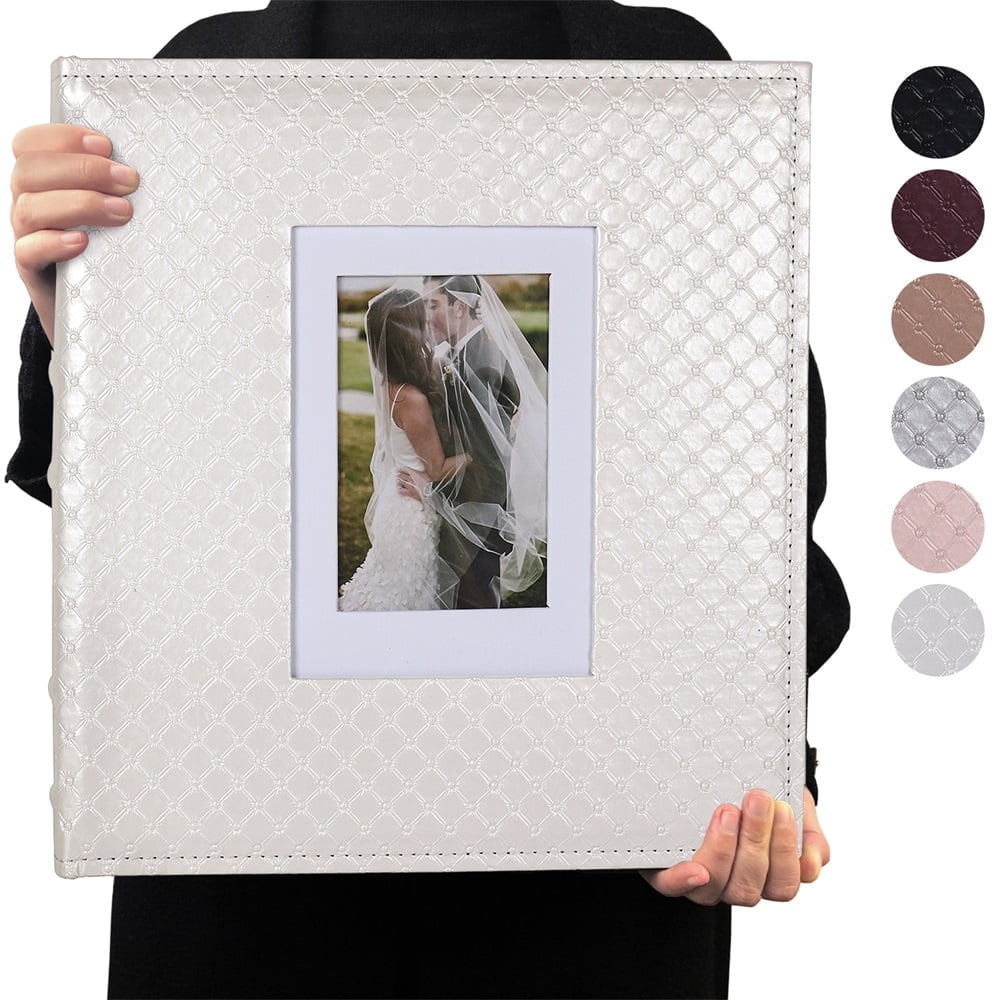RECUTMS Photo Album 4x6 600 Photos Black Inner Page Button Grain Leather Big Capacity Pockets Pictures Album Birthday Christmas Wedding Anniversary (White) - Walmart.com