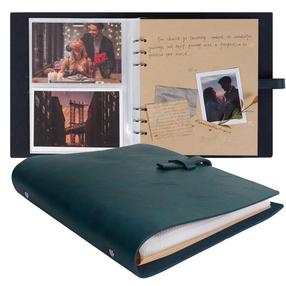 RECUTMS Photo Album Hold 4x6 200 Photos Thick Leather Cover Picture Album with 30 Writing Paper Scrapbook Memory Book Birthday Anniversary (Blue)
