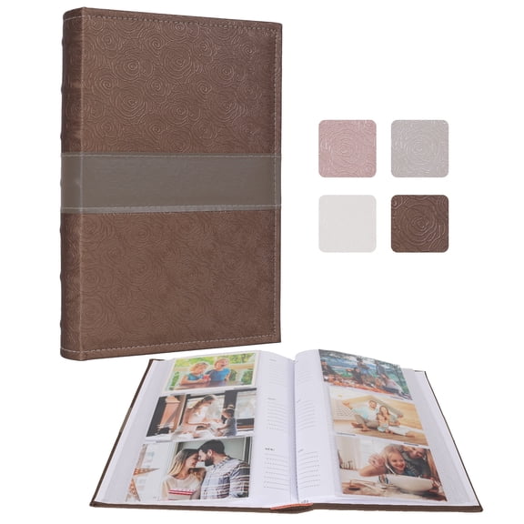 RECUTMS Photo Album with Writing Space Photo Books for 4x6 Pictures Rose Leather Cover Picture Book for Wedding Anniversary Baby Family (Dark Brown)