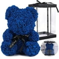 thumbnail image 1 of RECUTMS Royal Blue Artificial Rose Flower Bear 10 inch Wedding Party Decoration Gift Box, 1 of 7
