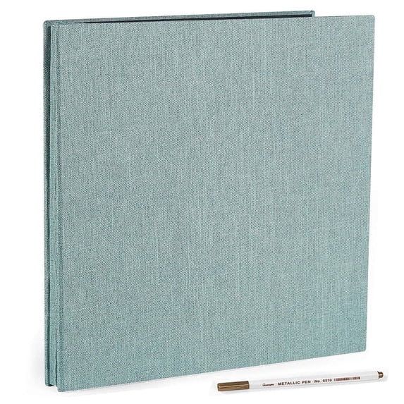 RECUTMS Self Adhesive Photo Album, 40 Pages Linen Hardcover Magnetic Scrapbook with a Metallic Pen