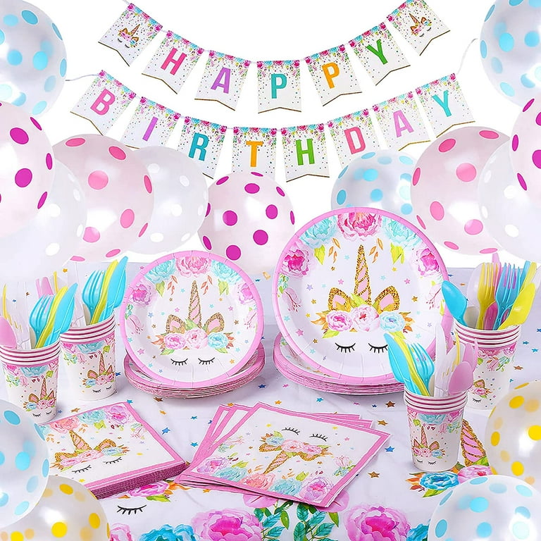 RECUTMS Unicorn Birthday Party Decorations Supplies , for Boys and Girls  Family Reunion ,Birthday Party