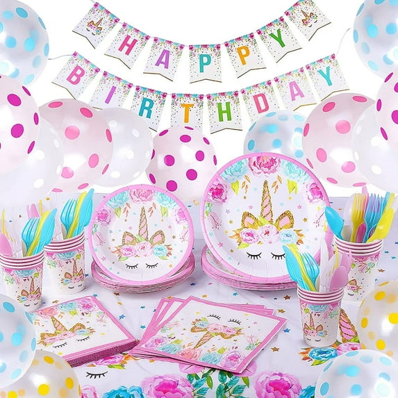 RECUTMS Unicorn Birthday Party Decorations Supplies , for Boys and Girls Family Reunion ,Birthday Party