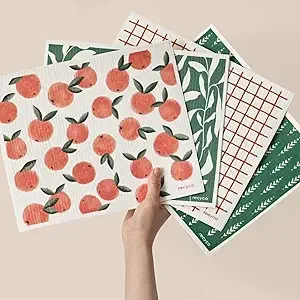 RECYCO Swedish Dishcloths for Kitchen | 4 Pack Oversized Washable Dish Rags | Large Cellulose Reusable Cleaning Paper Towels | Absorbent Counter Dish Cloth Sponge XL Kitchen Wipes, 12" L x 10" W