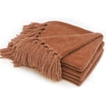 thumbnail image 1 of RECYCO Throw Blanket Soft Cozy Chenille Throw Blanket with Fringe Tassel for Couch Sofa Chair Bed Living Room Gift (Rust, 50" x 60"), 1 of 7