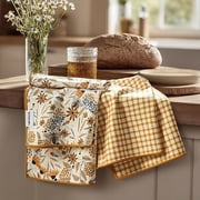 RECYCO Waffle Kitchen Towel Set of 2 - Quick Dry Microfiber Sustainable Dish Towels - Ultra Absorbent Reusable Cleaning Tea Towels - Lightweight Hand Towels,16 x 28 , Joyful Bees