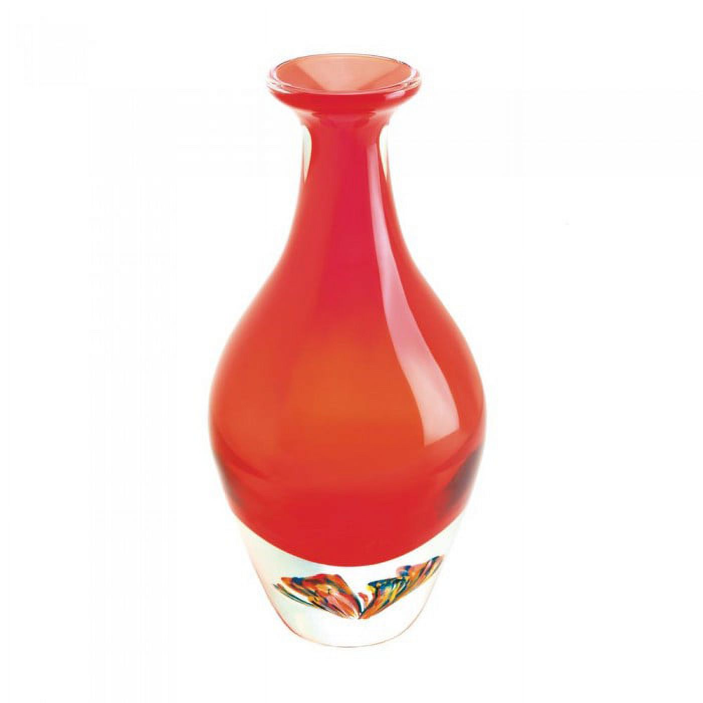 RED ART GLASS BOTTLENECK VASE