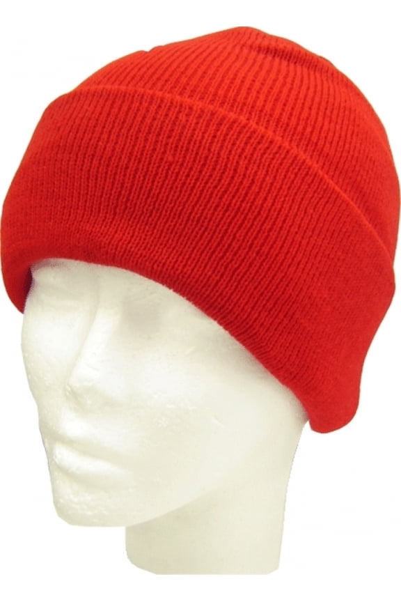 RED BEANIE HAT Classic Plain Long Cuff Mens Beanie Sock Cap [Red]