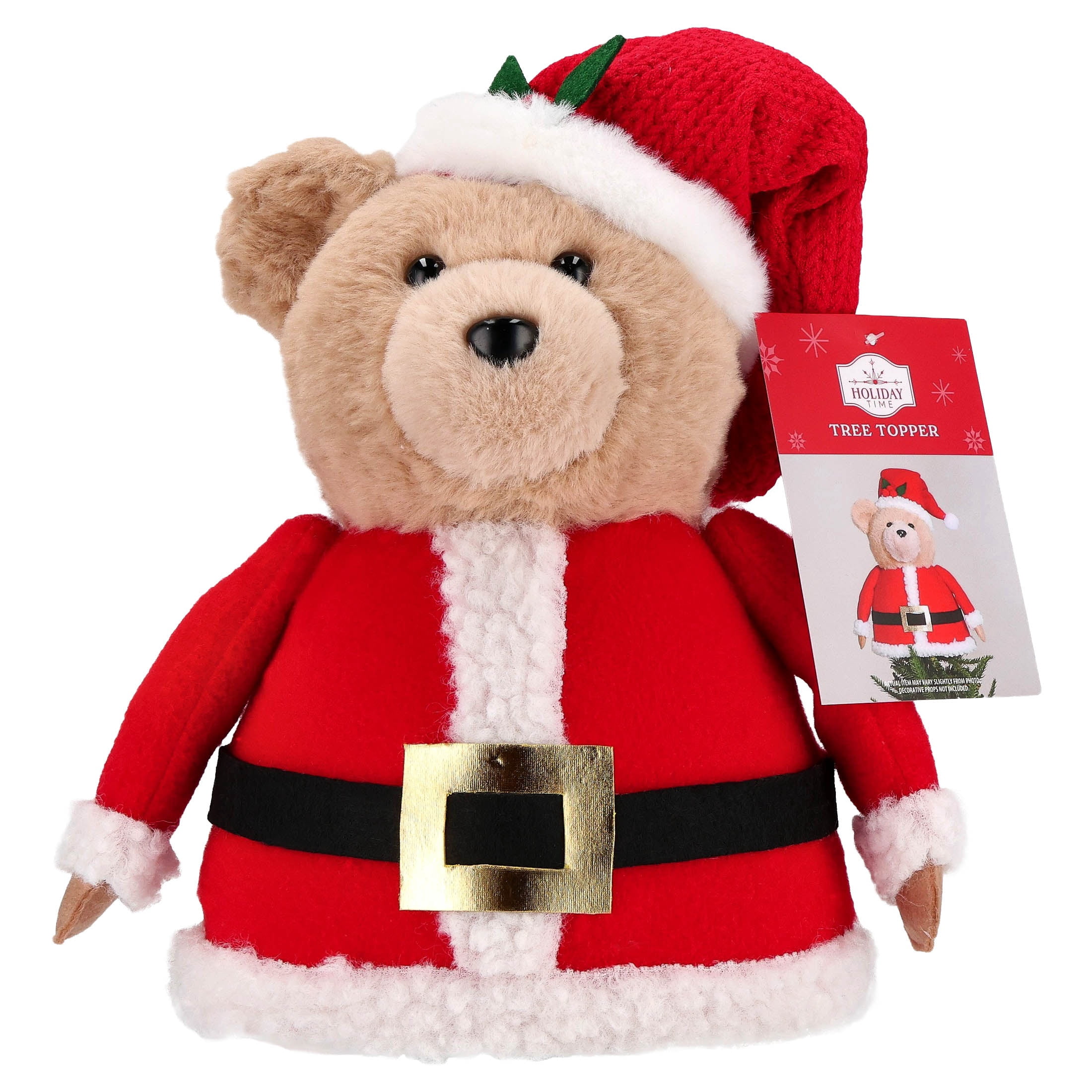 Santa Bear Christmas Tree Topper, Red and Brown, 10.5", by Holiday Time