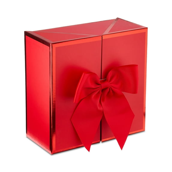 Square Foil Gift Box with Bow, Red, 8" x 8" x 4", Valentine's Day by Way To Celebrate