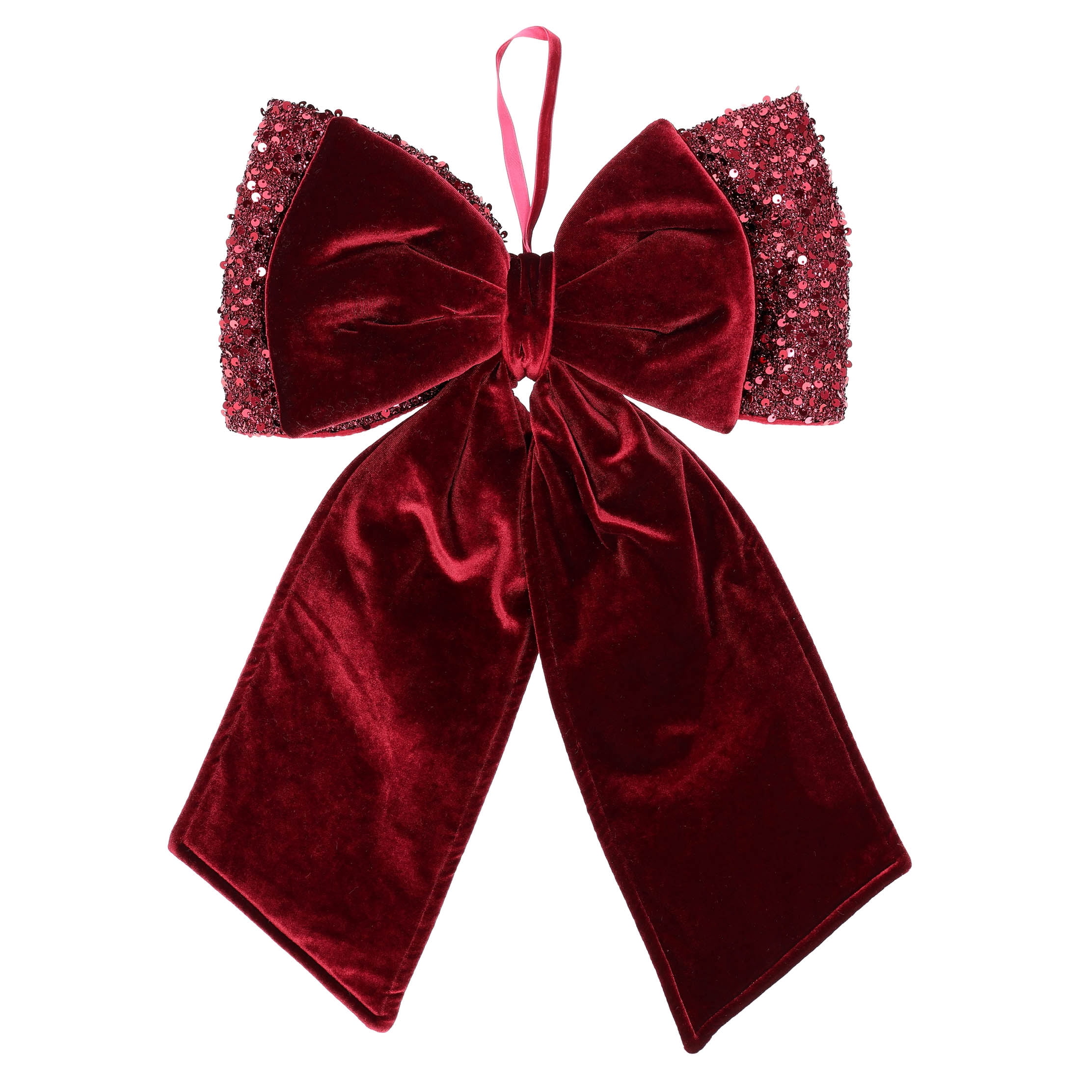 Red Velvet and Sequin Decorative Christmas Bow, 21", by Holiday Time