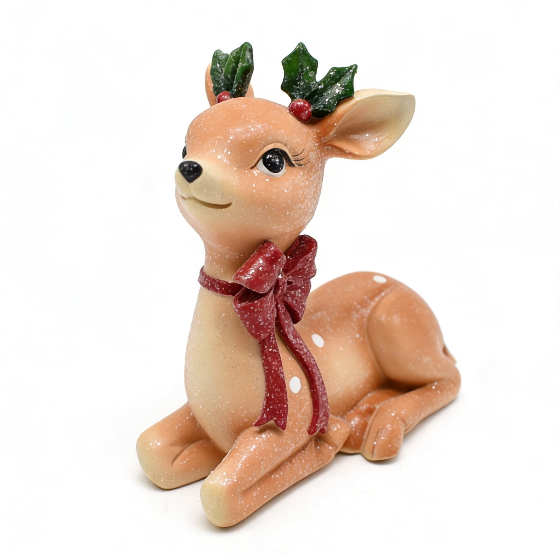 Sitting Deer with Bow Christmas Decoration, Multicolor, 6.8", by Holiday Time