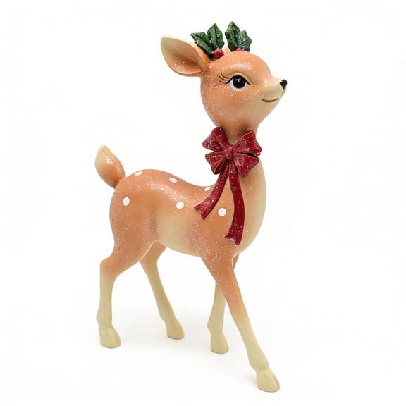 Standing Deer with Red Bow Christmas Decoration, Multicolor, 11", by Holiday Time