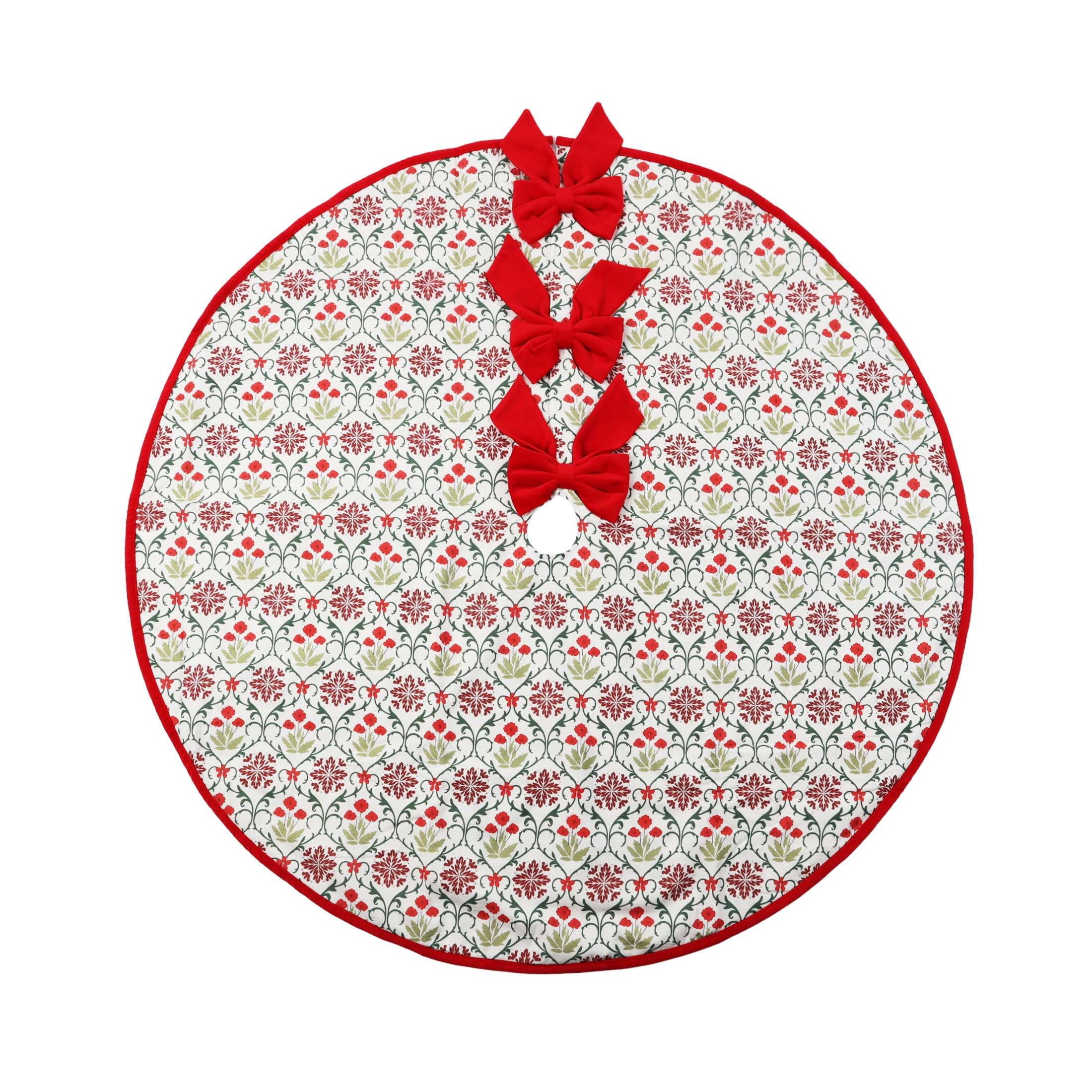 Floral Pattern Christmas Tree Skirt, Multicolor, 48", by Holiday Time