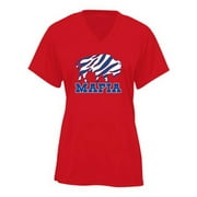 RED Bills Mafia Josh Allen Zubaz Logo LADIES V-NECK T-shirt ADULT