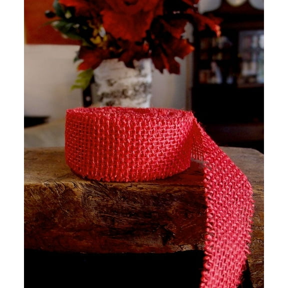 RED Burlap Jute Ribbon - 1.5" Wide x 10 Yards