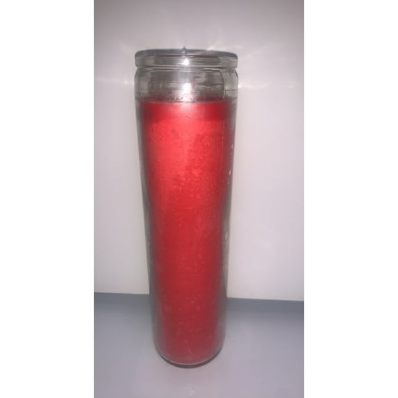 RED CANDLE| SOLID COLOR PRAYER CANDLES| 8" TALL GLASS CANDLES| FOR RELIGIOUS, MEDITATION, PARTY DECOR, HOLIDAYS, AND EMERGENCY USE| NATURAL SOYWAX IN GLASS JAR