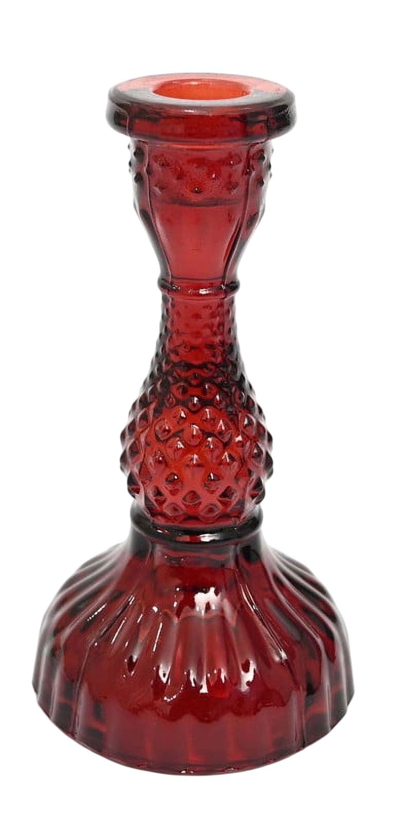 Small Red Glass Christmas Taper Candle Holder, 6.5", by Holiday Time