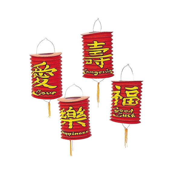 RED CHINESE HANGING LANTERNS (6 PIECES)