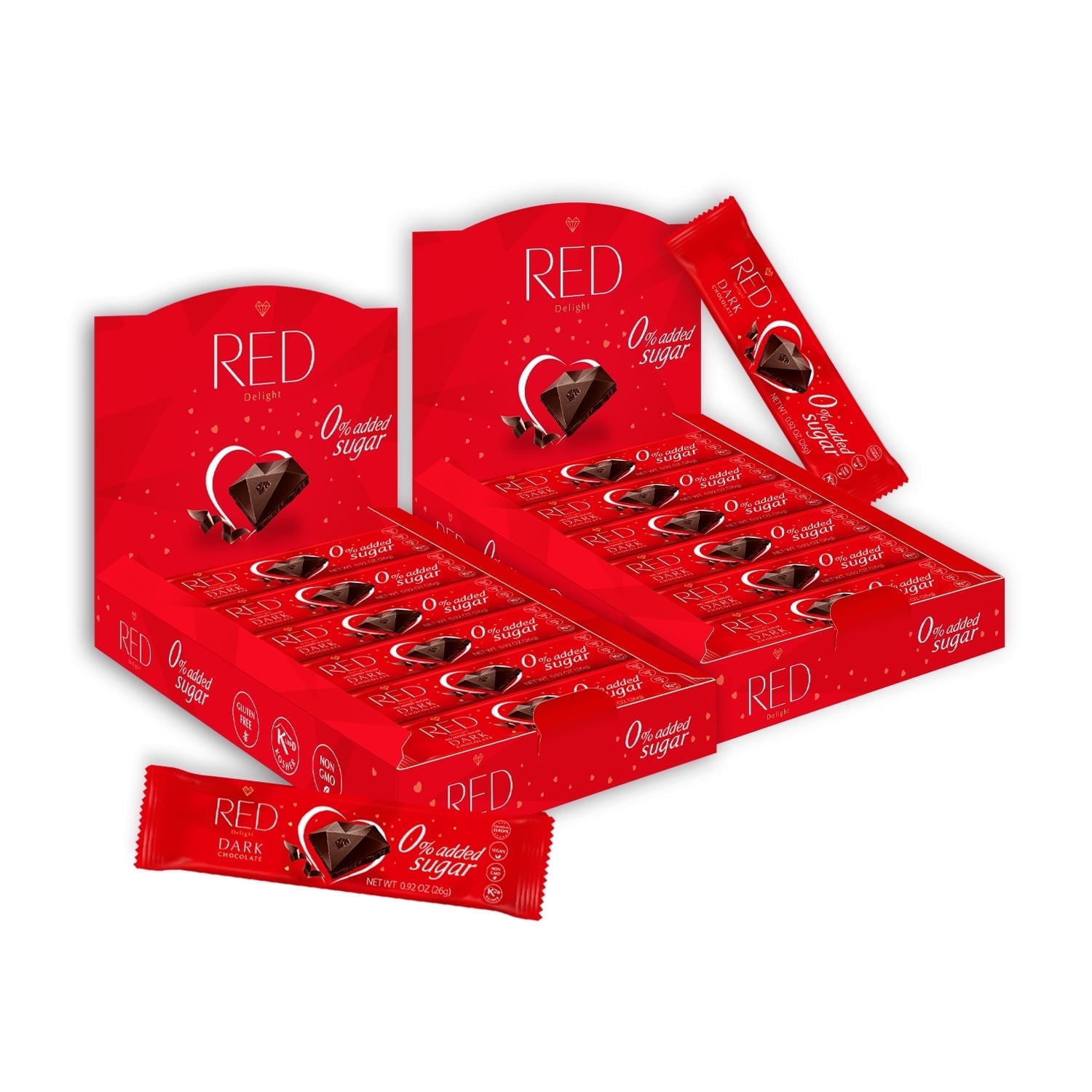 RED Chocolate Dark Chocolate Grab-N-Go Pack of 24 bars - Size: 0.92oz / 26g each