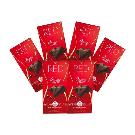 RED Chocolate Dark Chocolate - Keto Friendly - Piece Count: 6 (3.53 oz / 100g EACH)