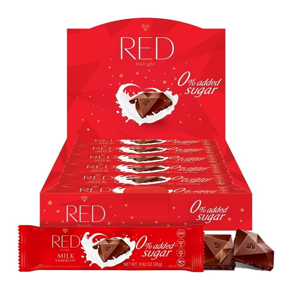 RED Delight Milk Chocolate 12 Count Box of Grab N Go Travel Size Bars (0.92 Ounces Each)