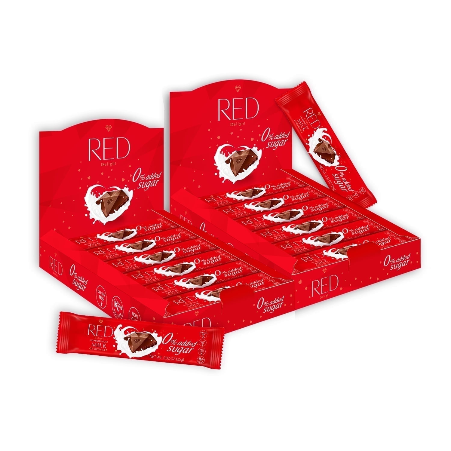 RED Chocolate Milk Chocolate Grab-N-Go Non-GMO, Gluten Free Chocolate Bars (Piece Count: 24) (Size: 0.92 oz / 26g each)