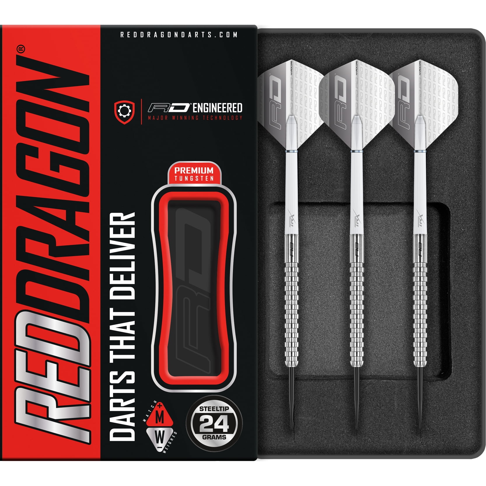 Tungsten Darts Set 24g Barrels + UNIQUE Aluminium Tri-Fin dart shafts &  Flights