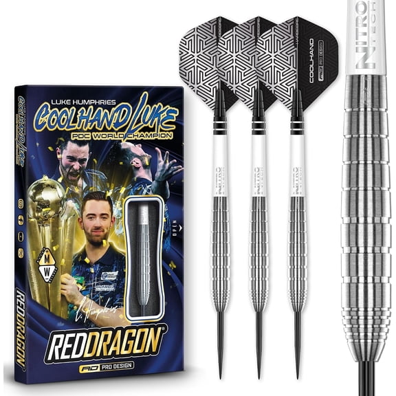 RED DRAGON Luke Humphries TX1 Tip Darts Set - 90% Tungsten Professional Player Edition for Precision & Control, 22g, Flights & Shafts Included