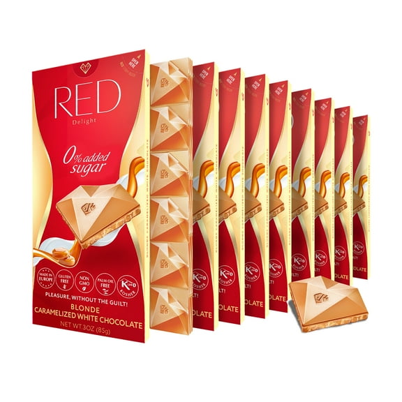 RED Delight Blonde Caramelized White Chocolate Full Size Bars (3 Ounces Each)